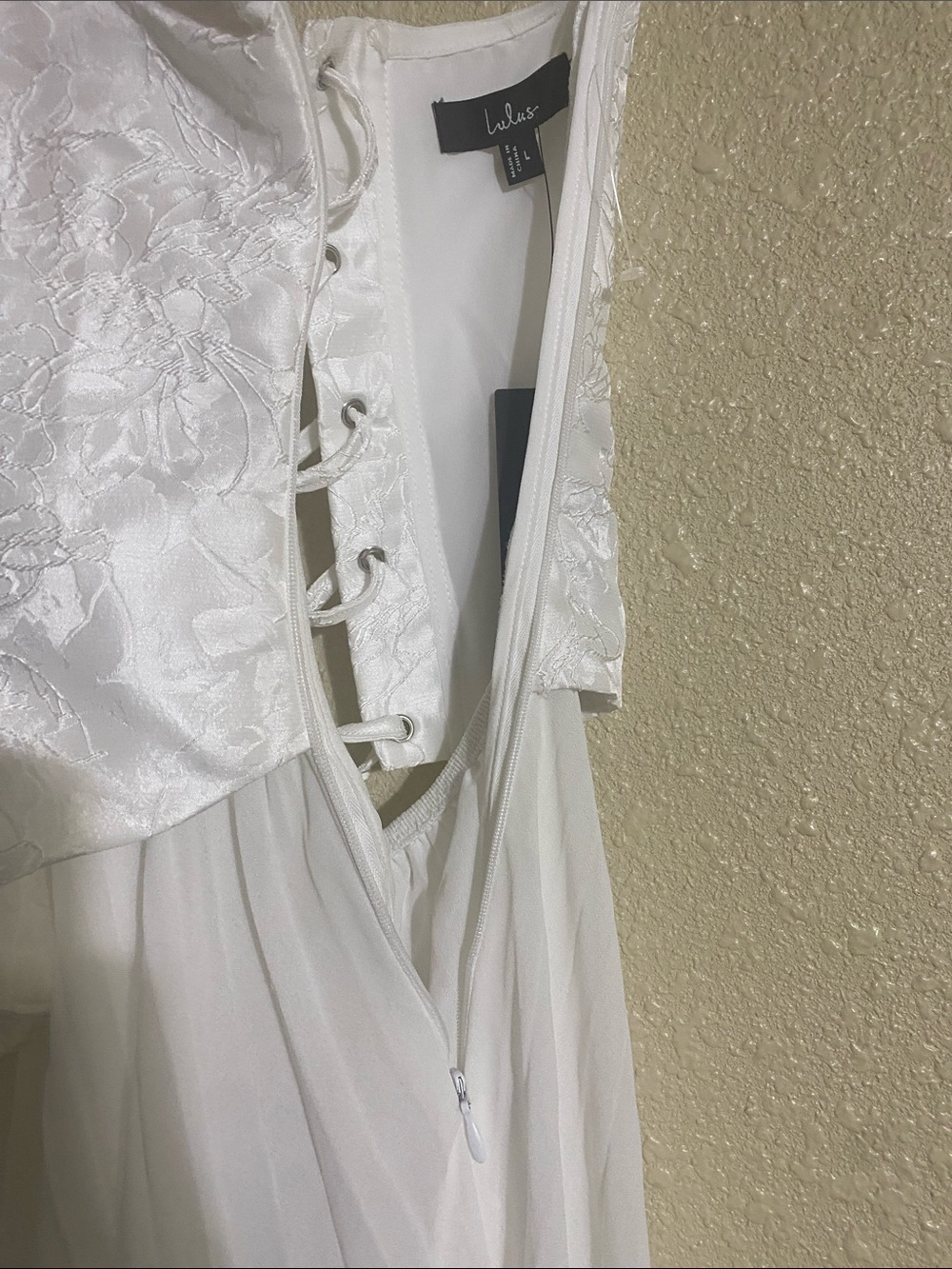 Lulus Laubrey White Floral Jacquard Midi Dress and Scarf Set Size L NWT - Picture 14 of 16